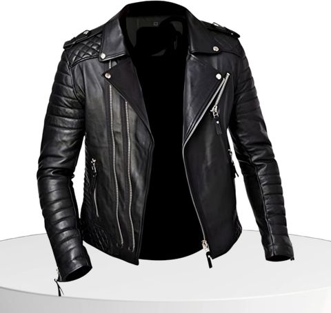 febric collection Men Solid Leather Jacket - Image 4