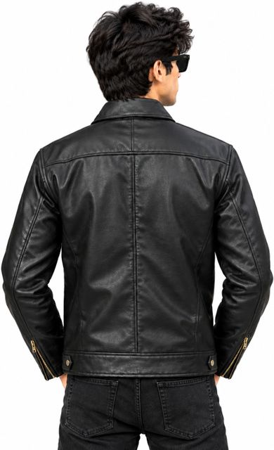Zuni Enterprise Men Textured Leather Jacket - Image 3