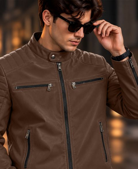 MOTREX Men Solid Leather Jacket - Image 4