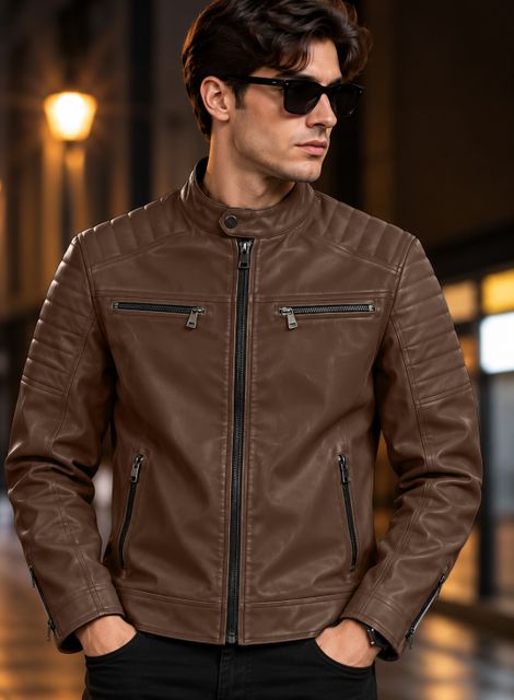 MOTREX Men Solid Leather Jacket - Image 5