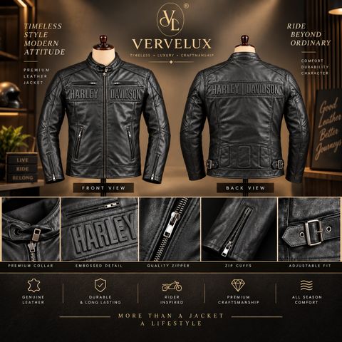 Vervelux Couple Textured Biker Jacket - Image 4
