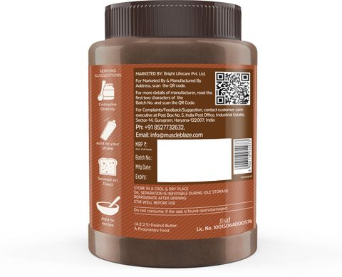MUSCLEBLAZE Chocolate Peanut Butter, Crunchy, High Protein, No Trans Fat, Energy Booster (1 kg) - Image 4