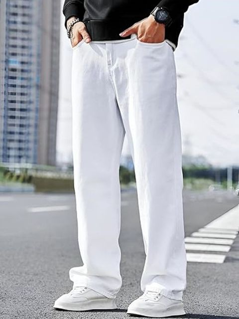 Denim Asia Men Loose Fit Mid Rise White Jeans - Image 7