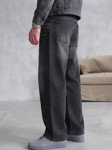 Yagan Men Baggy Fit Mid Rise Black Jeans - Image 4