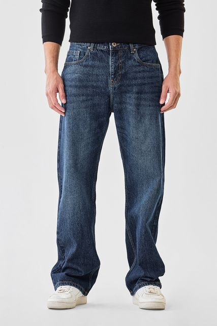 Snitch Men Straight Fit Mid Rise Dark Blue Jeans - Image 5