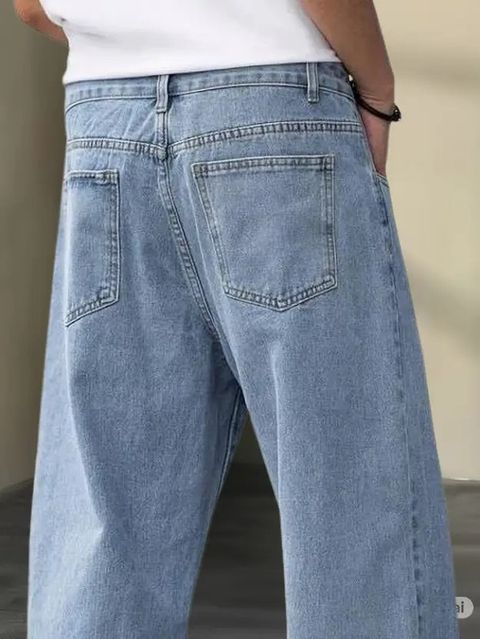 Playfeel Men Loose Fit Mid Rise Light Blue Jeans - Image 5