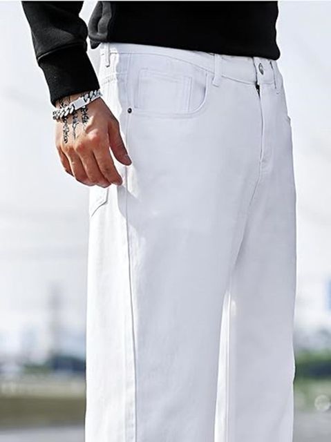 Denim Asia Men Loose Fit Mid Rise White Jeans - Image 8