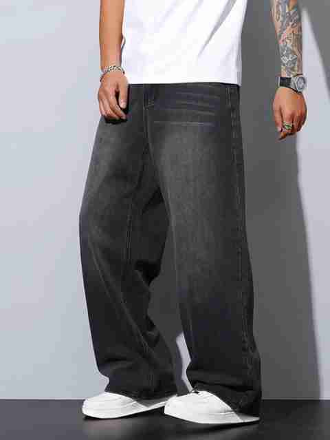 DENWOX Men Straight Fit Mid Rise Dark Grey Jeans - Image 5
