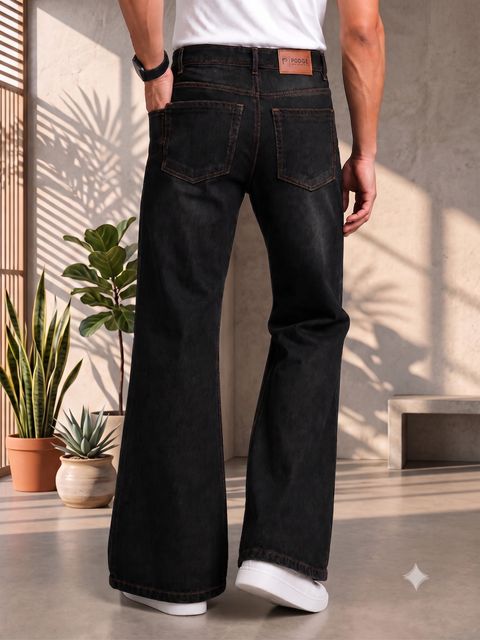 PODGE Men Boot-Leg Mid Rise Black Jeans - Image 6