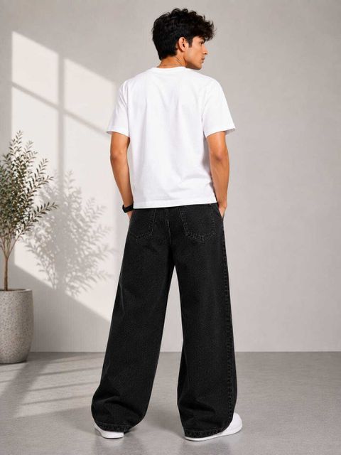 WOMANLACE Boys & Girls Wide Leg Low Rise Black Jeans - Image 6