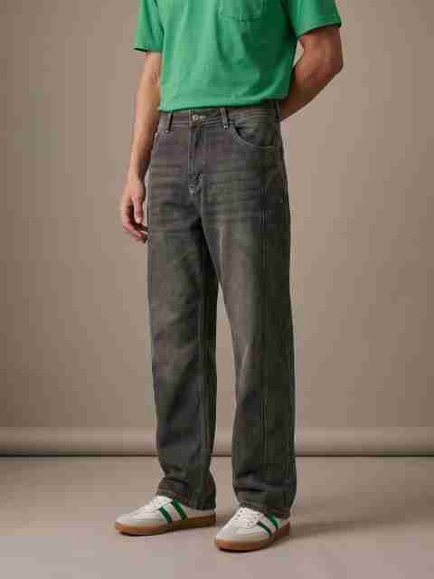 Glitchez Men Relaxed Fit Mid Rise Grey Jeans - Image 3