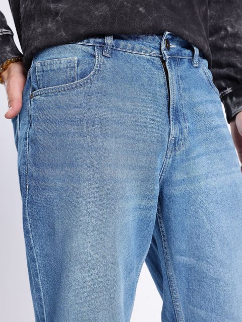 Glitchez Men Loose Fit Mid Rise Blue Jeans - Image 6