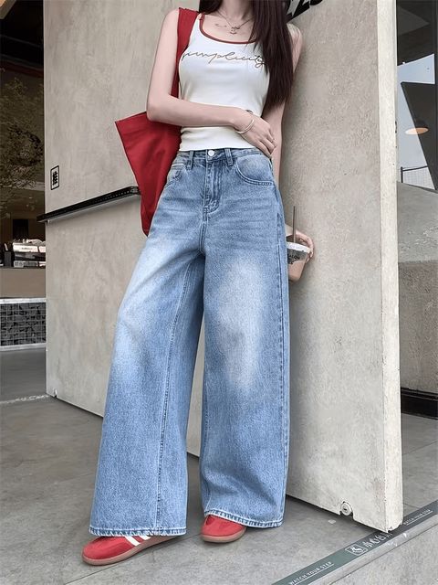 AAV2 Women Wide Leg High Rise Light Blue Jeans - Image 4
