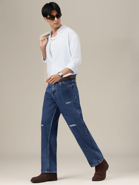 DENNISON Men Loose Fit Mid Rise Blue Jeans - Image 6