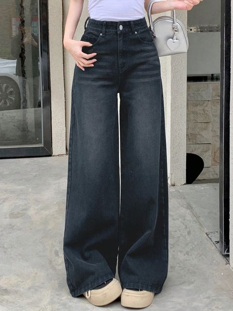 TYFFYN Women Wide Leg High Rise Blue Jeans - Image 8