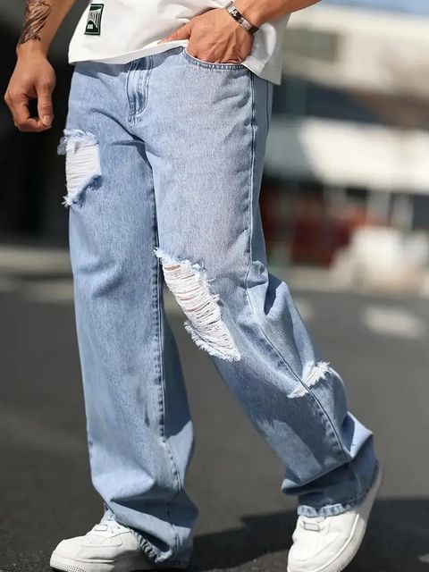 SKGAMEONE Men Loose Fit Mid Rise Blue Jeans - Image 7