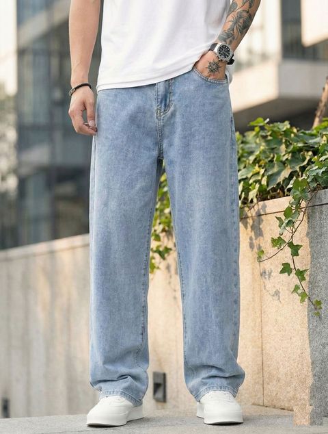 DENIM LOOK Men Straight Fit Mid Rise Light Blue Jeans - Image 8