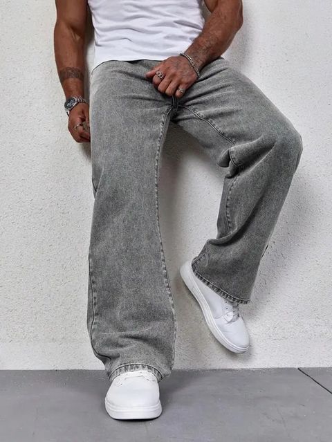 DENIM FIT Men Loose Fit Mid Rise Grey Jeans - Image 6