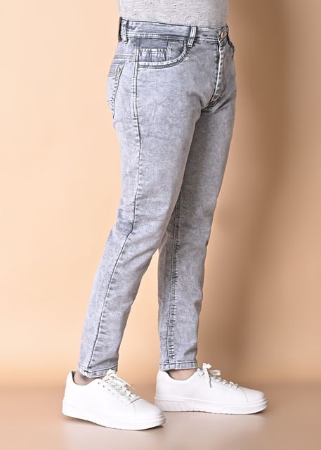 Glossy TP Men Slim Mid Rise Grey Jeans - Image 7