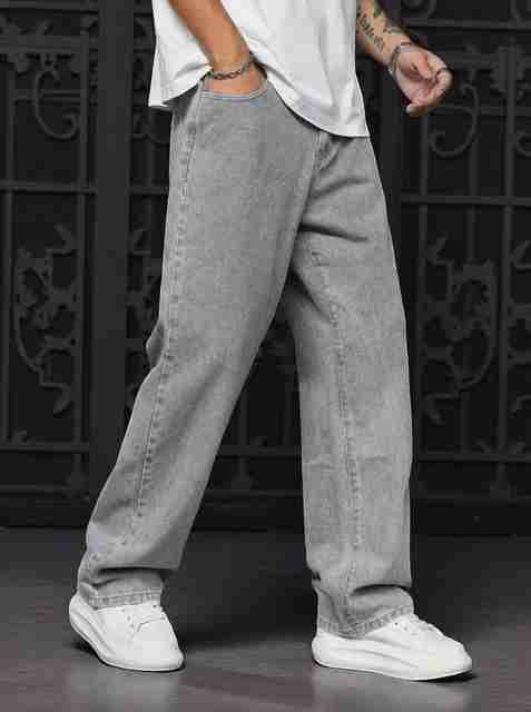 DEYLIGHT Men Loose Fit Mid Rise Grey Jeans - Image 5