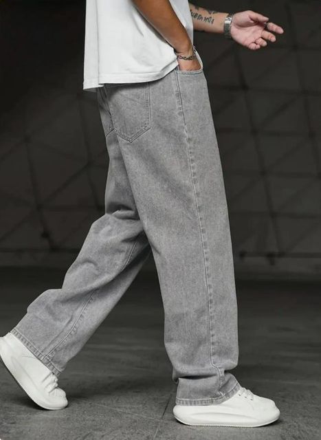 DEYLIGHT Men Loose Fit Mid Rise Grey Jeans - Image 6