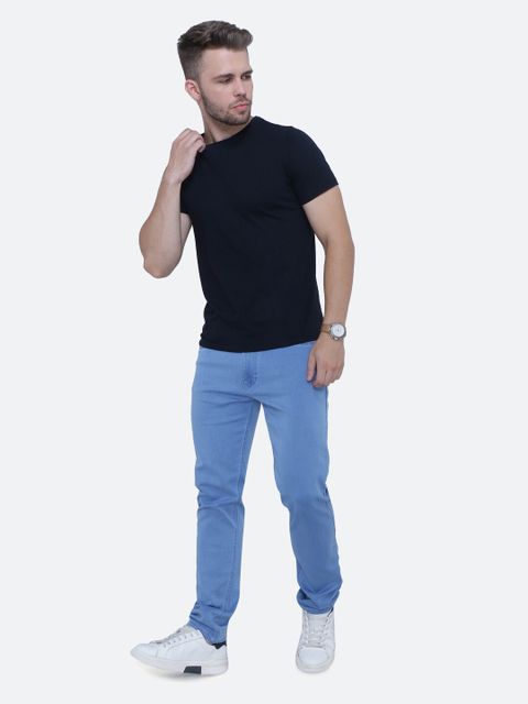 AWACK Men Slim Mid Rise Light Blue Jeans - Image 7