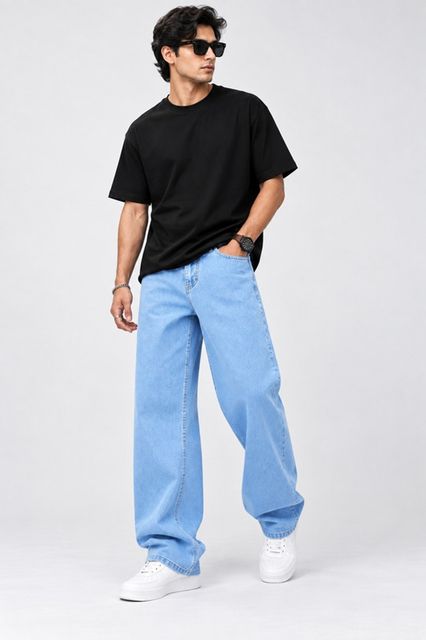 PRJ IN STYLE Men Loose Fit Mid Rise Light Blue Jeans - Image 7