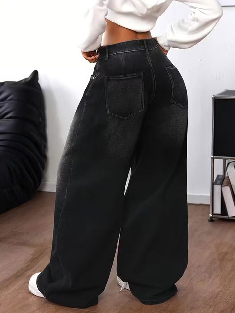 sky collection Women Loose Fit High Rise Black Jeans - Image 6