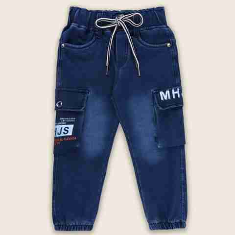 Wishkaro Baby Boys Jogger Fit Mid Rise Dark Blue Jeans - Image 5