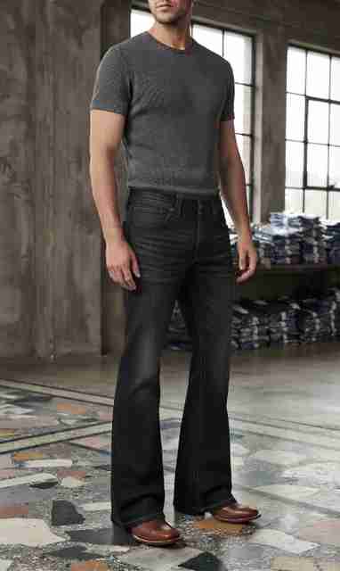 APJ GARMENTS Men Flared Mid Rise Black Jeans - Image 5
