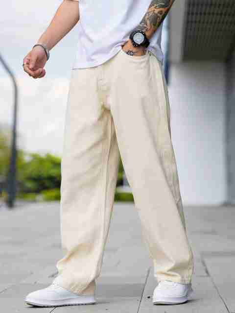 Ambrane Men Baggy Fit Mid Rise Beige Jeans - Image 4