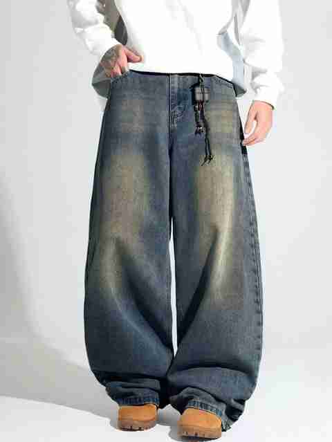 sky collection Men Wide Leg Mid Rise Blue Jeans - Image 2