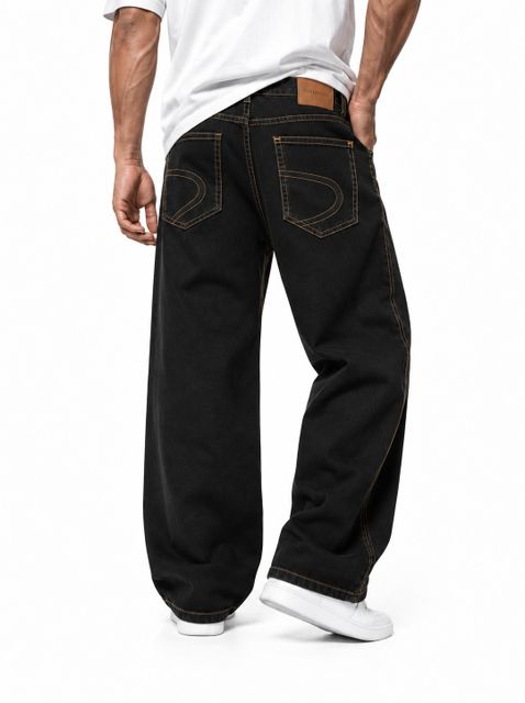 Denvox Men Baggy Fit Mid Rise Black Jeans - Image 7