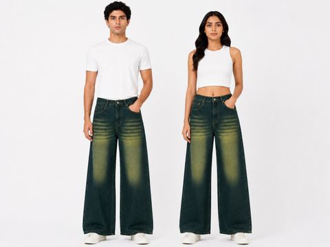 PAYALCOLLECTION Men & Women Straight Fit Mid Rise Green Jeans (Pack of 2) - Image 5
