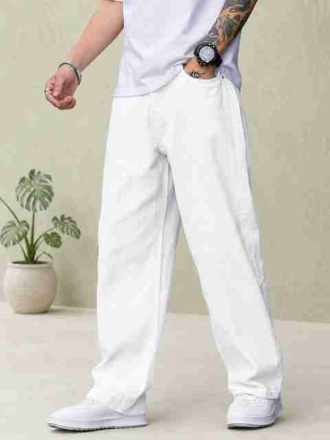 DENIM DUCH Men Loose Fit Mid Rise White Jeans - Image 5