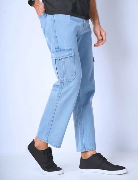 HouseOfCommon Men Loose Fit Mid Rise Light Blue Jeans - Image 6
