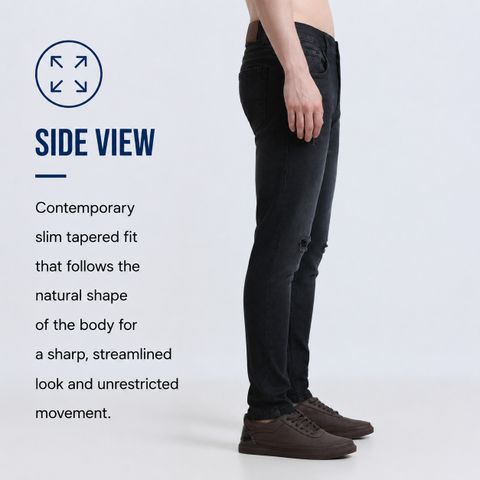USD Men Skinny Mid Rise Black Jeans - Image 7