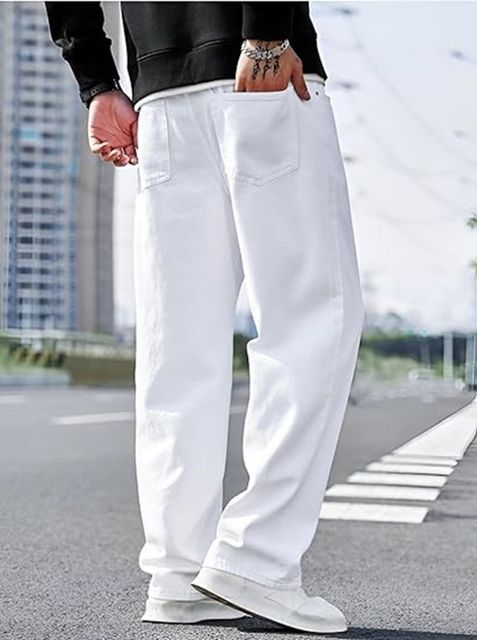 Denim Asia Men Loose Fit Mid Rise White Jeans - Image 6