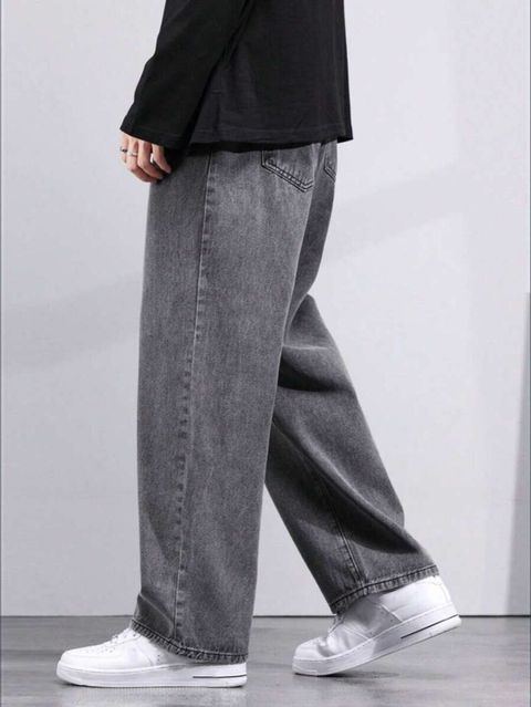 DENIM FIT Men Loose Fit Mid Rise Grey Jeans - Image 8