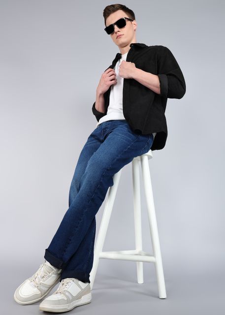 LEVI'S Men Straight Fit Mid Rise Dark Blue Jeans - Image 6