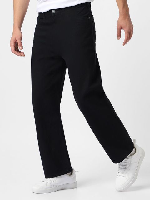 Urbano Fashion . Men Loose Fit Mid Rise Black Jeans - Image 7
