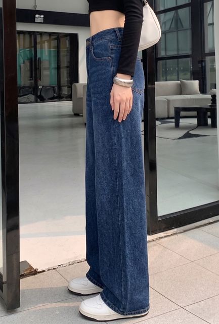 zayla Women Wide Leg High Rise Dark Blue Jeans - Image 7