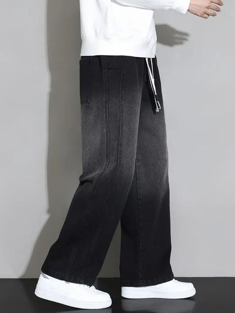 FUDE PRIDE Men Loose Fit Mid Rise Grey, Black Jeans - Image 5