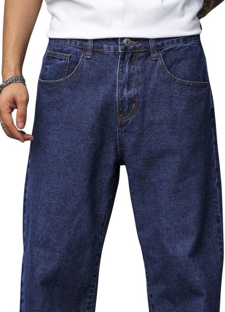 OFTEN LOOK Men Loose Fit Mid Rise Dark Blue Jeans - Image 7