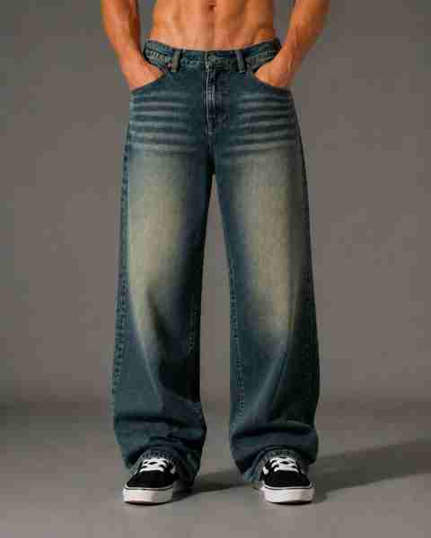 sanedi Men Baggy Fit High Rise Green Jeans - Image 4