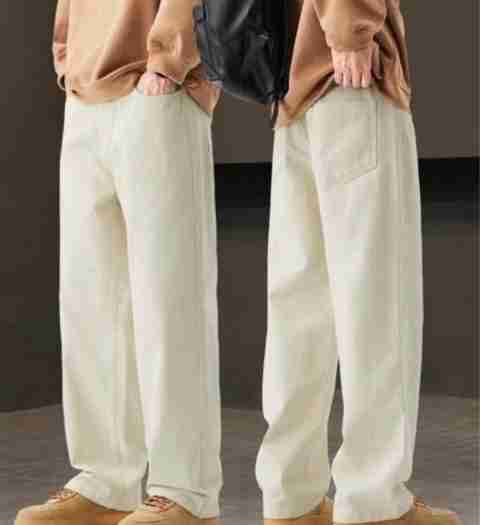 FLAYING Men Loose Fit Mid Rise Beige Jeans - Image 5
