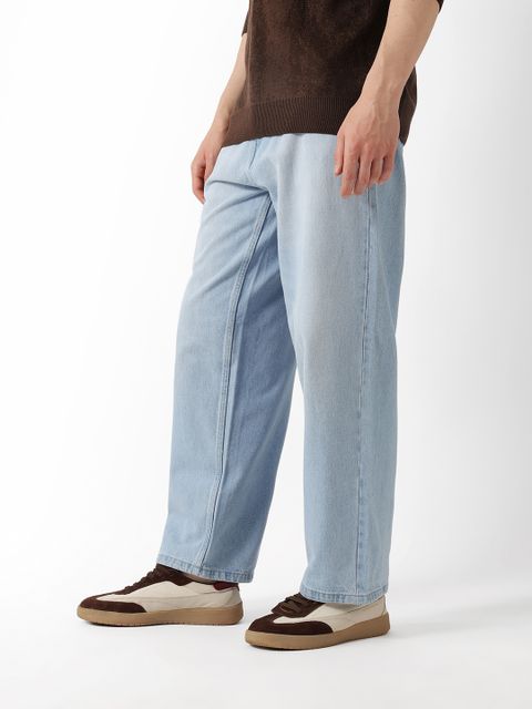 THE BEAR HOUSE Men Baggy Fit Mid Rise Light Blue Jeans - Image 7