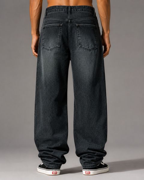 sanedi Men Baggy Fit High Rise Black Jeans - Image 3
