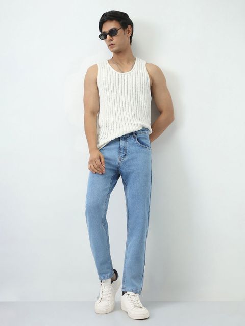 Urbano Fashion Men Slim Mid Rise Light Blue Jeans - Image 7