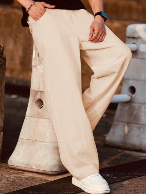 FLAYING Men Loose Fit Mid Rise Beige Jeans - Image 4